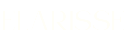 The image shows the word "ELARISSE" in large, thin, white capital letters on a very light gray background.